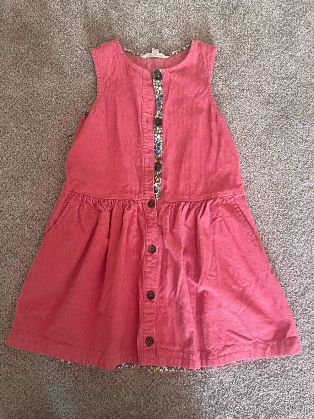 Mini Boden Coral Pink Button-Front Sundress with pockets